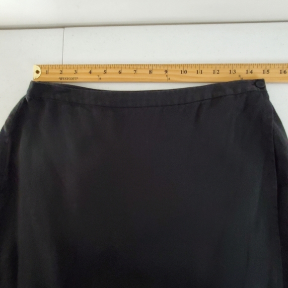 Eileen Fisher Irish Linen Wrap Skirt Size M Maxi Length Black Classic Career - Picture 8 of 13